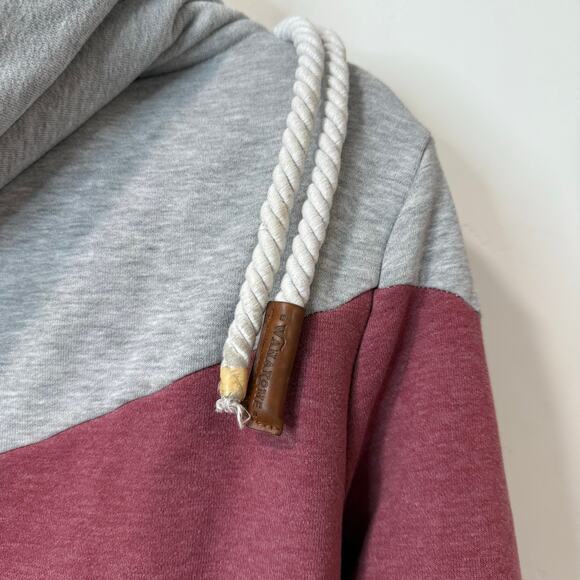 Wanakome Women's Selene Hoodie Sweatshirt Pullover Colorblock Grey Red XL - Picture 10 of 11